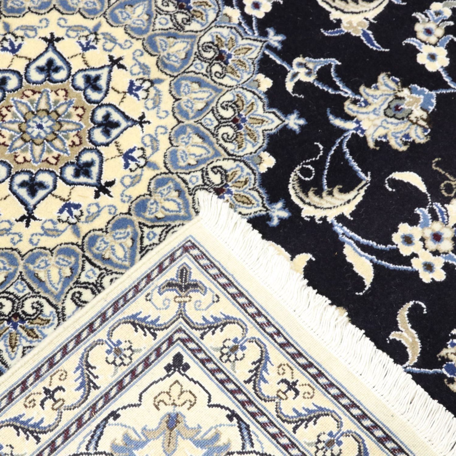 Alfombra persa - Nain - 250 x 197 cm - azul oscuro