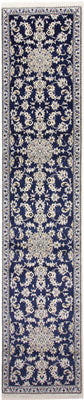 Alfombra de pasillo Alfombra persa - Nain - 387 x 77 cm - azul oscuro