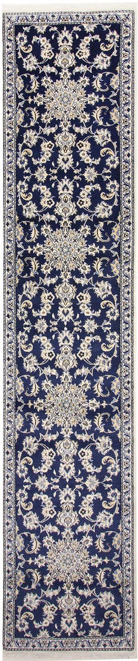 Alfombra de pasillo Alfombra persa - Nain - 387 x 77 cm - azul oscuro