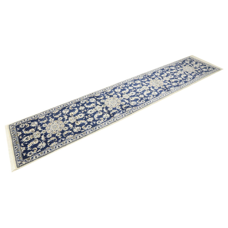 Alfombra de pasillo Alfombra persa - Nain - 387 x 77 cm - azul oscuro