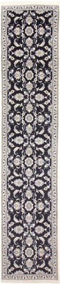 Alfombra de pasillo Alfombra persa - Nain - 394 x 79 cm - azul oscuro