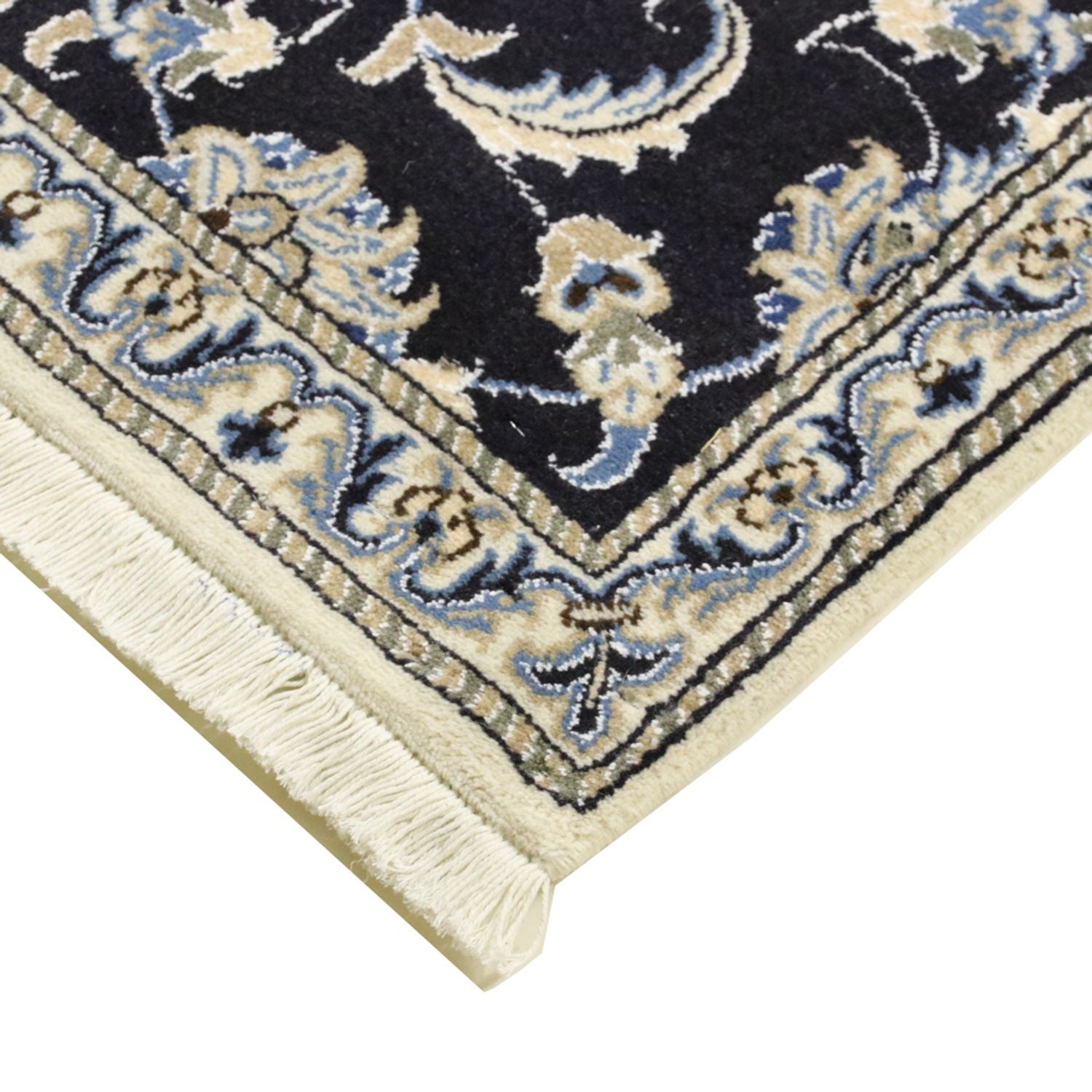 Alfombra de pasillo Alfombra persa - Nain - 394 x 79 cm - azul oscuro