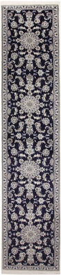 Alfombra de pasillo Alfombra persa - Nain - 383 x 76 cm - azul oscuro