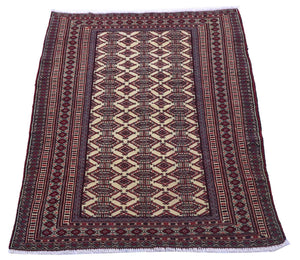 Alfombra afgana - 164 x 121 cm - rojo burdeos
