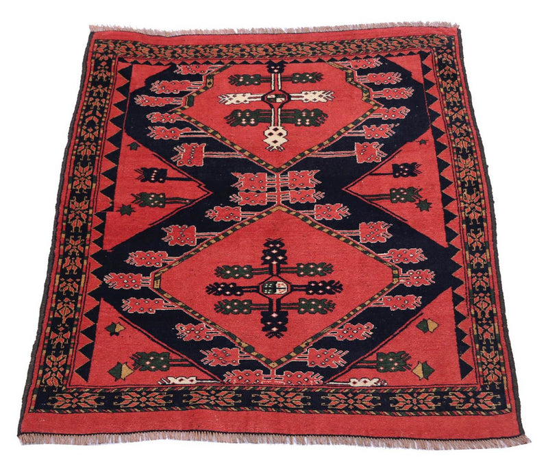 Alfombra afgana - 154 x 126 cm - rojo