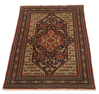Alfombra afgana - 193 x 126 cm - rojo oscuro