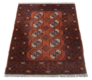 Alfombra afgana - 155 x 103 cm - rojo oscuro
