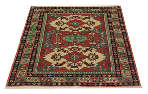 Alfombra afgana cuadrado  - 145 x 135 cm - rojo