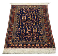 Alfombra afgana - 131 x 87 cm - azul oscuro