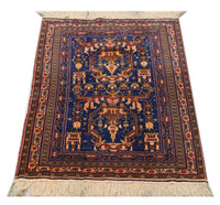 Alfombra afgana - 136 x 95 cm - azul