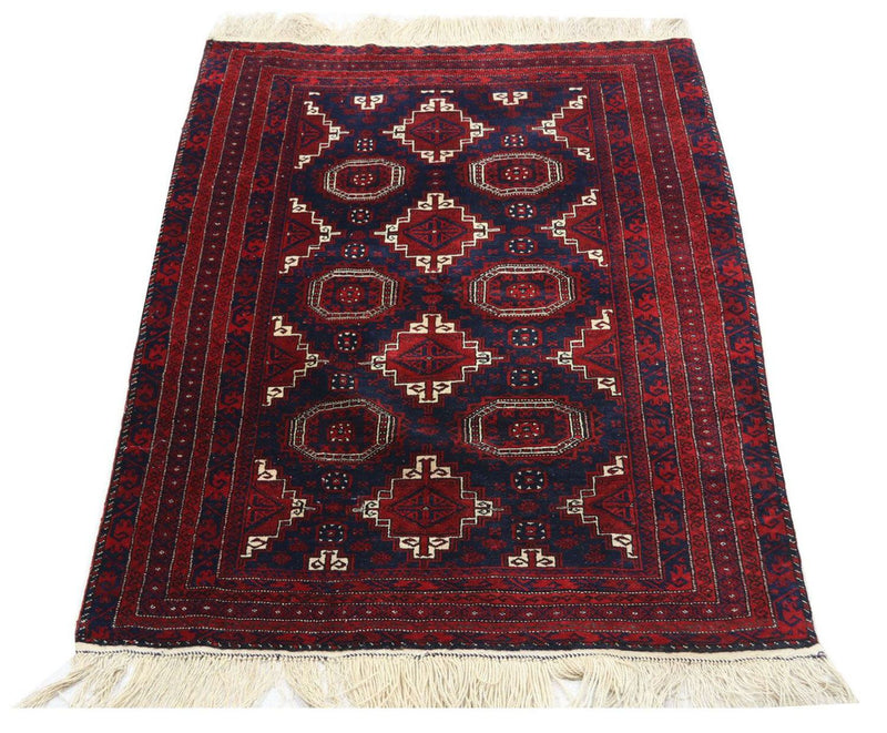 Alfombra afgana - 173 x 117 cm - rojo oscuro