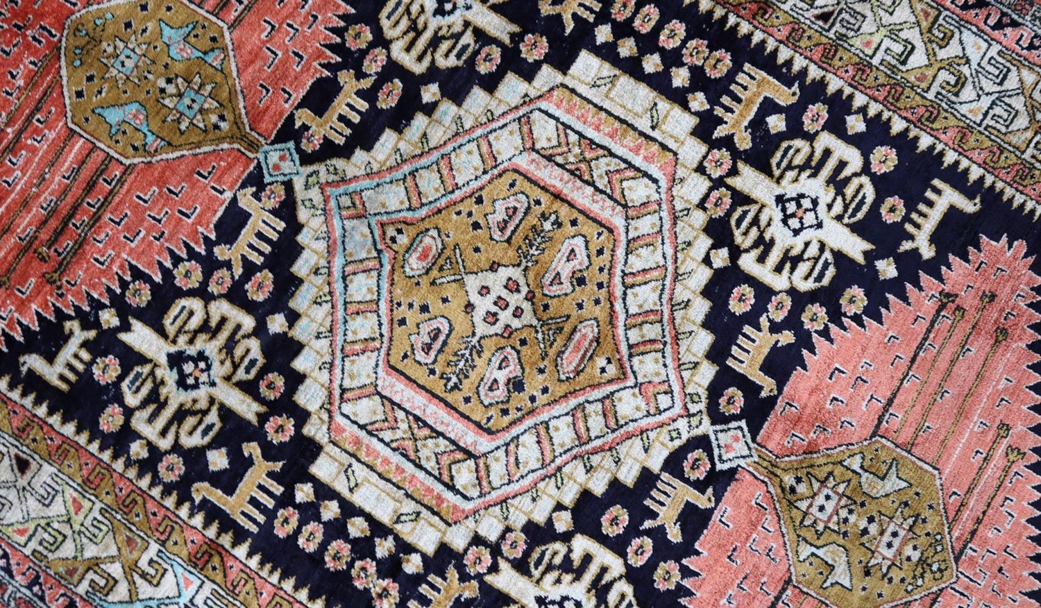 Alfombra oriental - 130 x 84 cm - azul oscuro