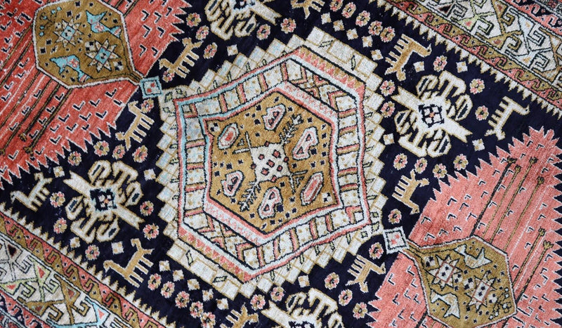 Alfombra oriental - 130 x 84 cm - azul oscuro
