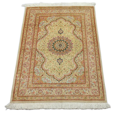 Alfombra de seda - Ghom Seda - Prima - 150 x 100 cm - beige
