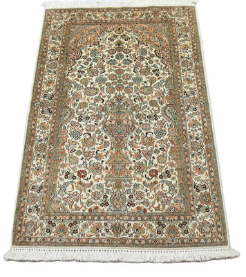 Alfombra de seda - Seda de Cachemira - 158 x 96 cm - beige