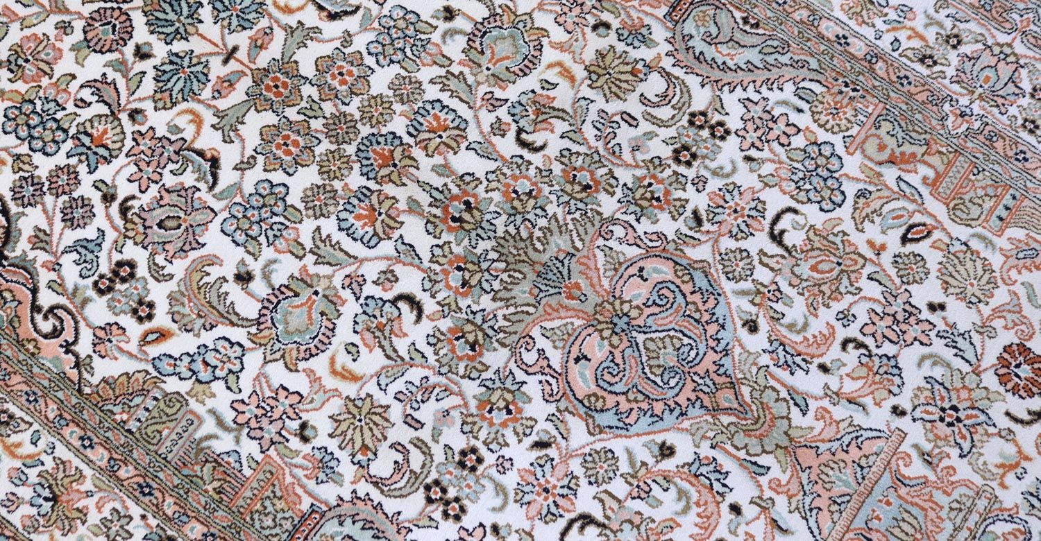 Alfombra de seda - Seda de Cachemira - 158 x 96 cm - beige