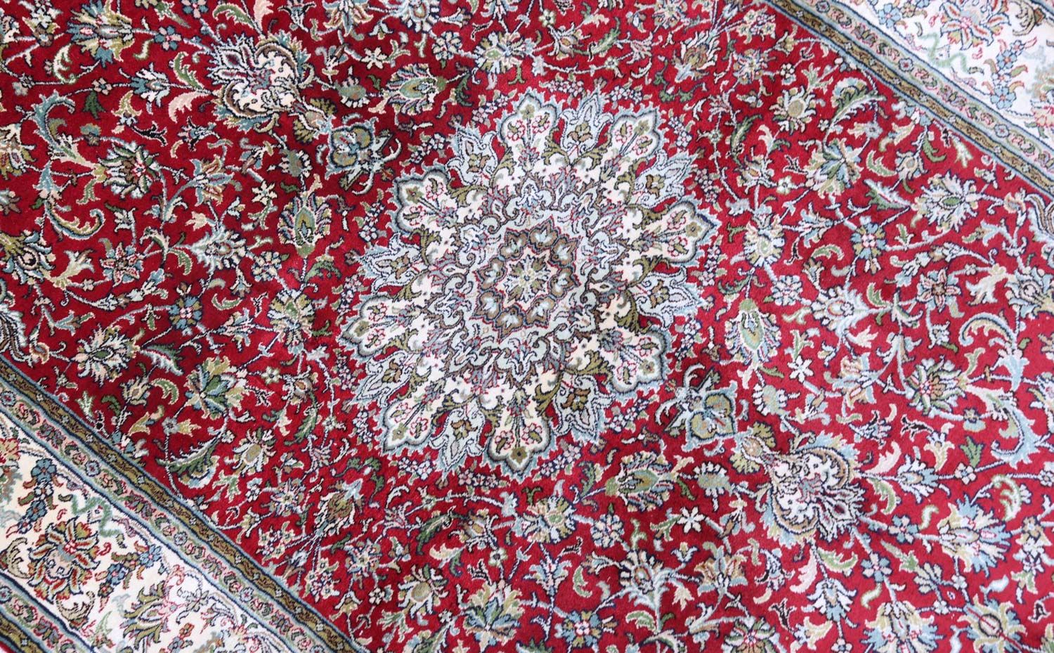 Alfombra de seda - Seda de Cachemira - 149 x 90 cm - rojo oscuro