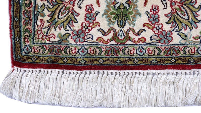 Alfombra de seda - Seda de Cachemira - 149 x 90 cm - rojo oscuro