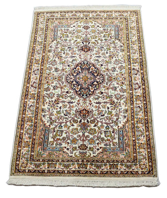 Alfombra de seda - Seda de Cachemira - 154 x 93 cm - beige