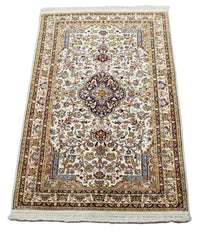 Alfombra de seda - Seda de Cachemira - 154 x 93 cm - beige