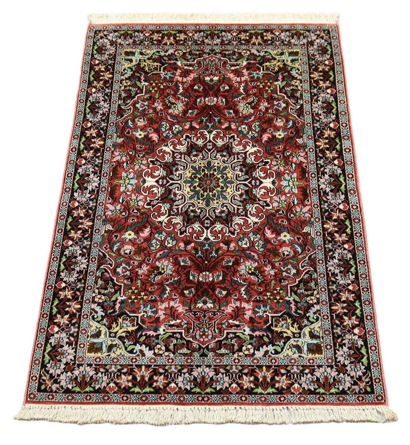 Alfombra de seda - Seda de Cachemira - 152 x 91 cm - rojo oscuro