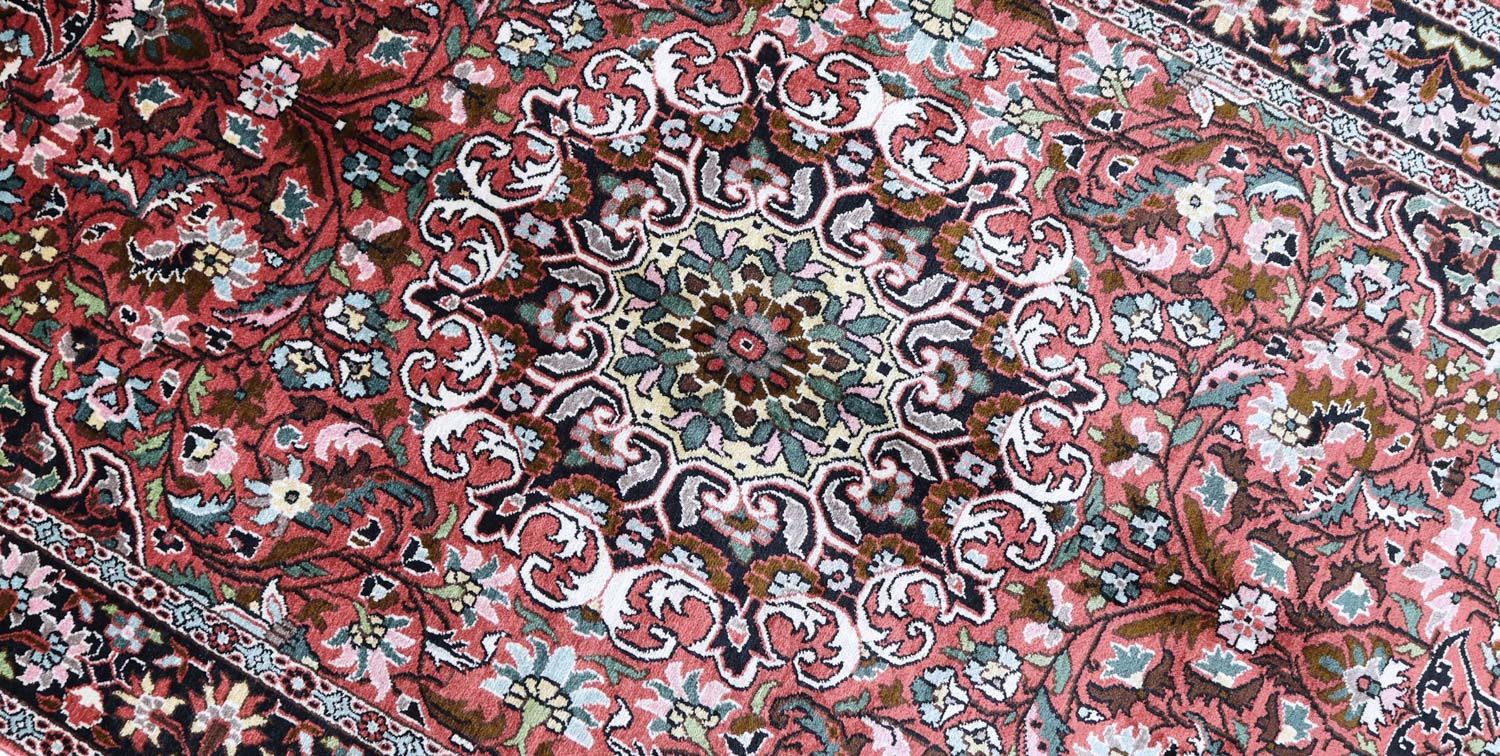 Alfombra de seda - Seda de Cachemira - 152 x 91 cm - rojo oscuro