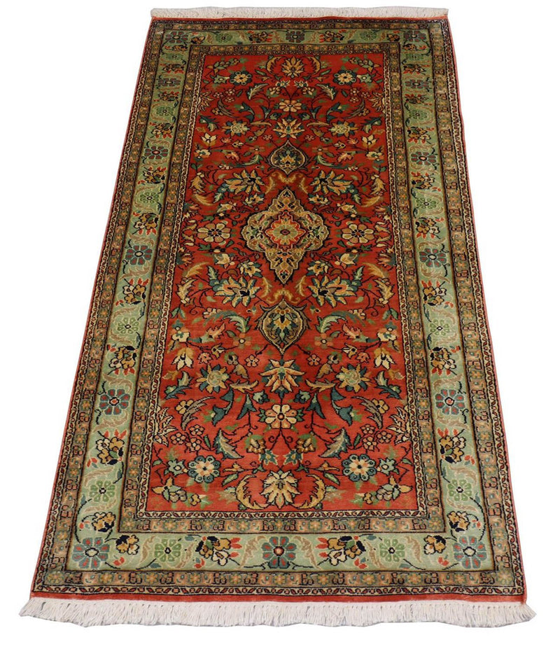 Alfombra de seda - Seda de Cachemira - 153 x 80 cm - rojo