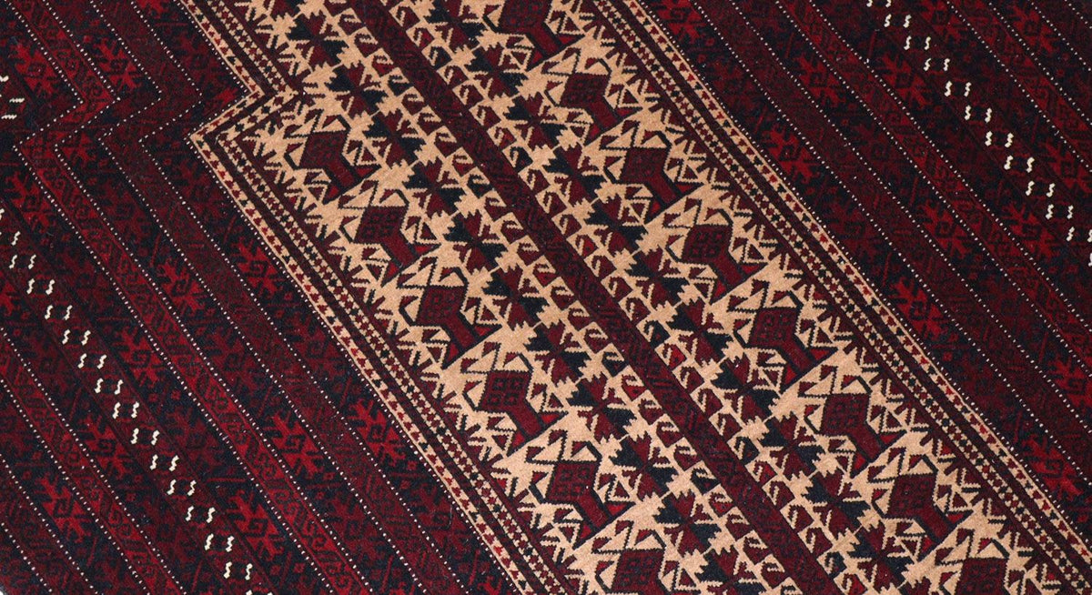 Alfombra afgana - 150 x 95 cm - rojo oscuro