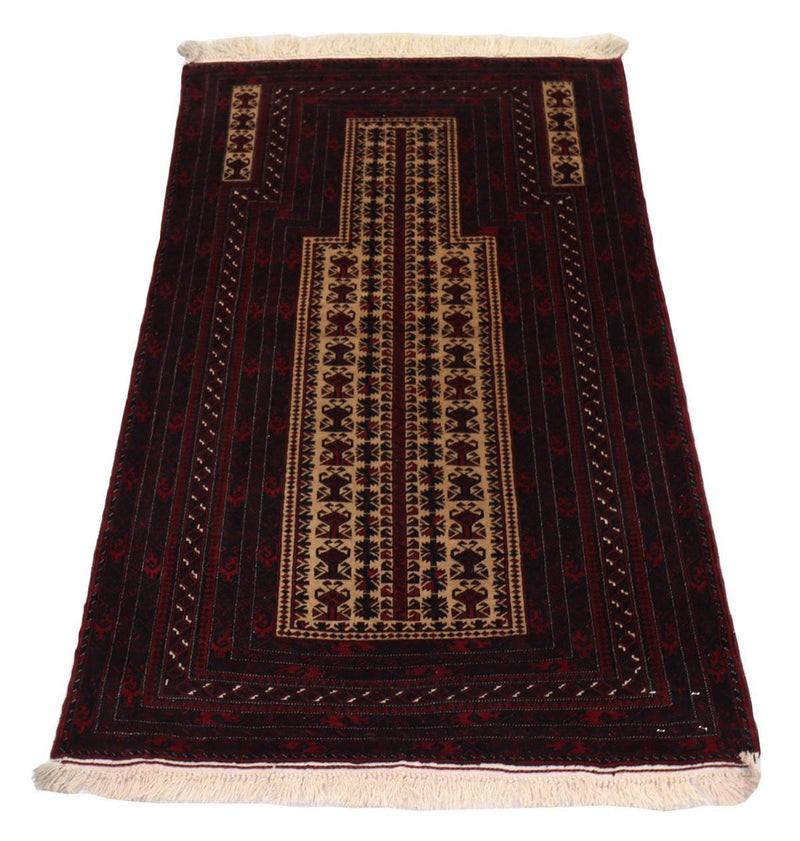 Alfombra afgana - 150 x 95 cm - rojo oscuro