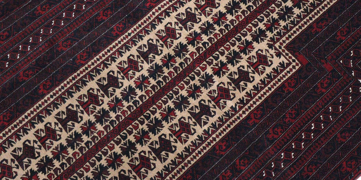 Alfombra afgana - 150 x 95 cm - rojo oscuro