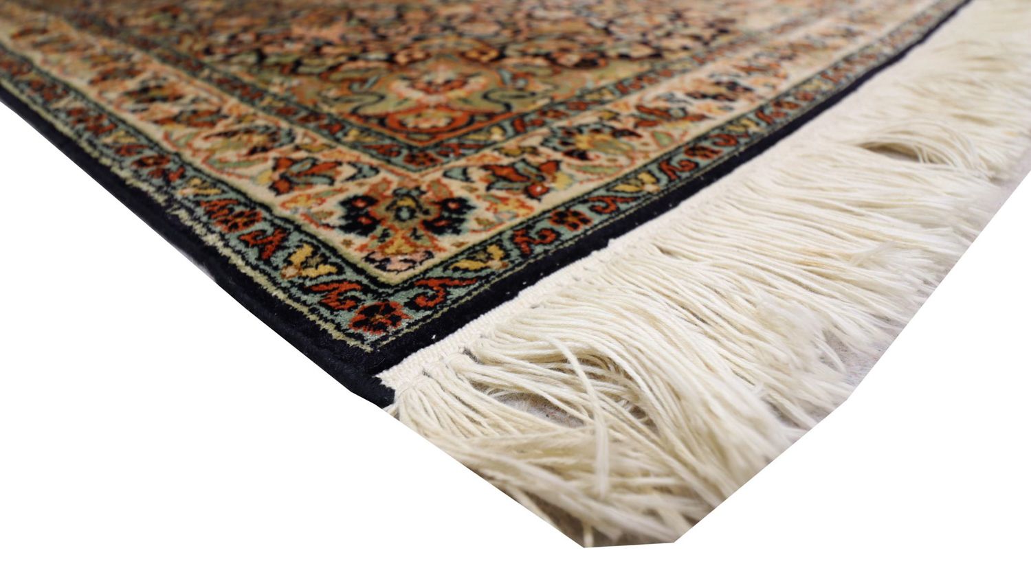Alfombra de seda - Seda de Cachemira - 124 x 77 cm - azul oscuro