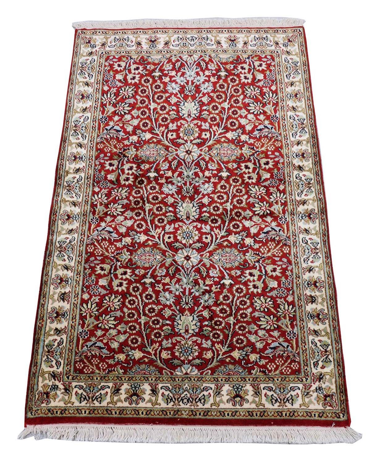 Alfombra de seda - Seda de Cachemira - 124 x 77 cm - rojo