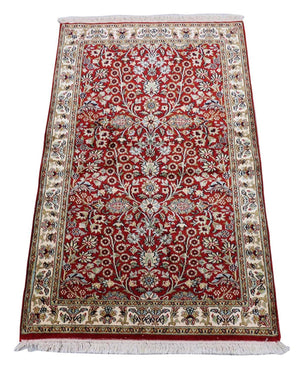 Alfombra de seda - Seda de Cachemira - 124 x 77 cm - rojo