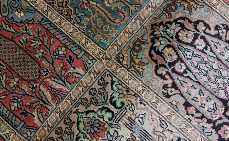 Alfombra de seda - Seda de Cachemira - 88 x 63 cm - multicolor
