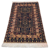 Alfombra afgana - 142 x 96 cm - azul oscuro