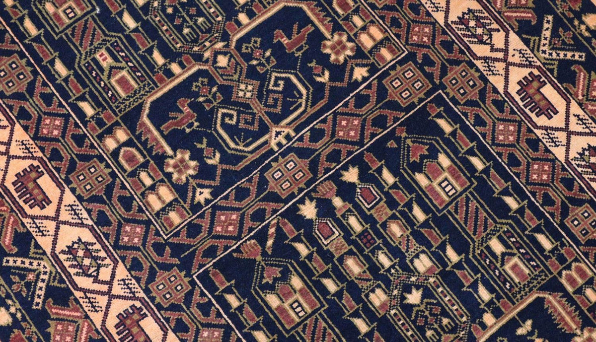 Alfombra afgana - 142 x 96 cm - azul oscuro