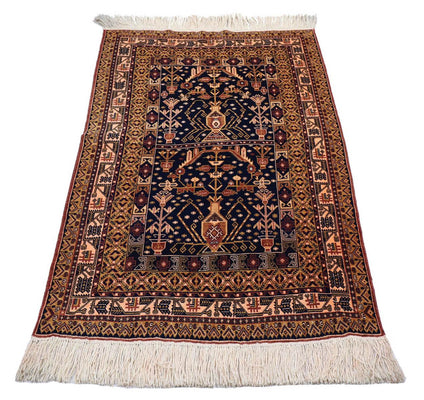 Alfombra afgana - 140 x 102 cm - negro