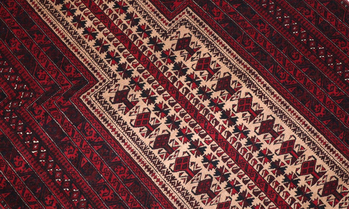 Alfombra afgana - 150 x 95 cm - rojo oscuro