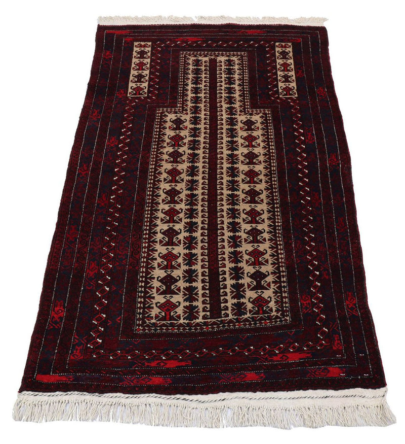 Alfombra afgana - 150 x 95 cm - rojo oscuro