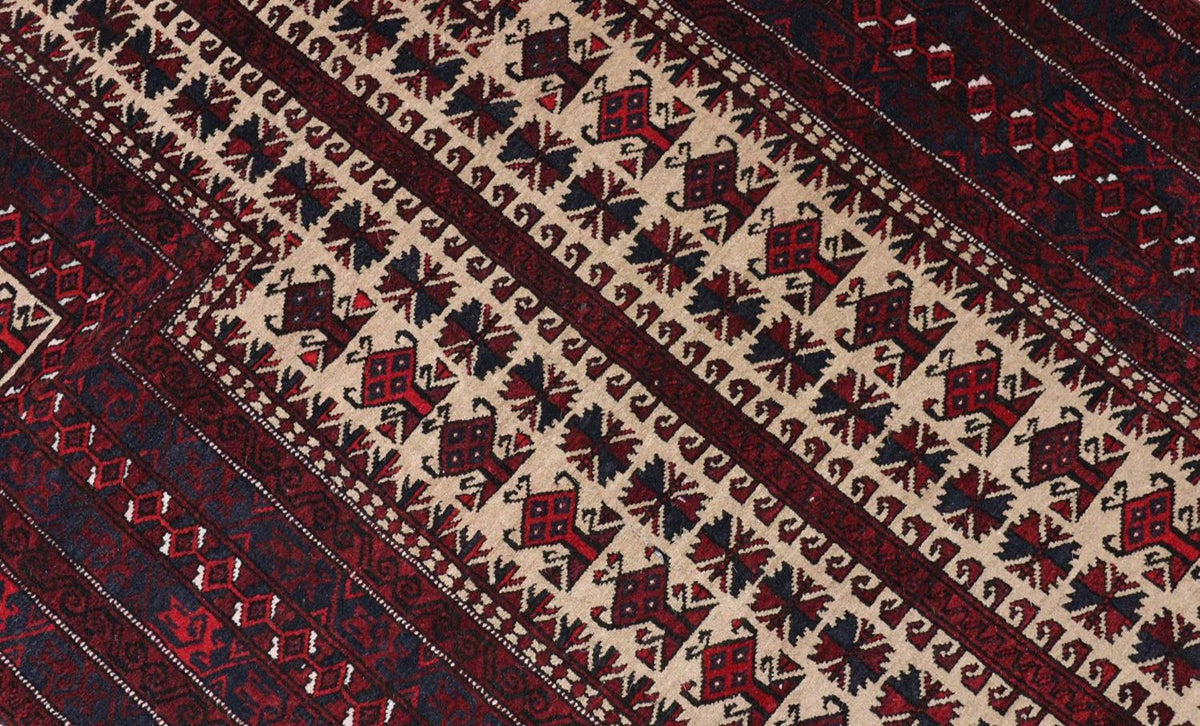 Alfombra afgana - 150 x 95 cm - rojo oscuro