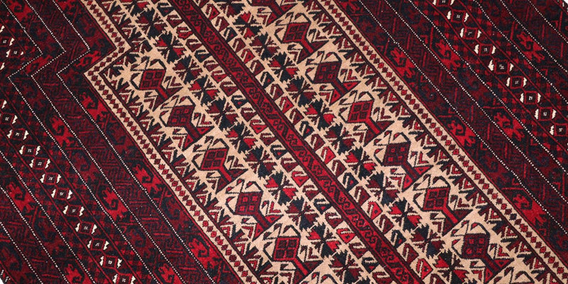 Alfombra afgana - 150 x 95 cm - rojo oscuro
