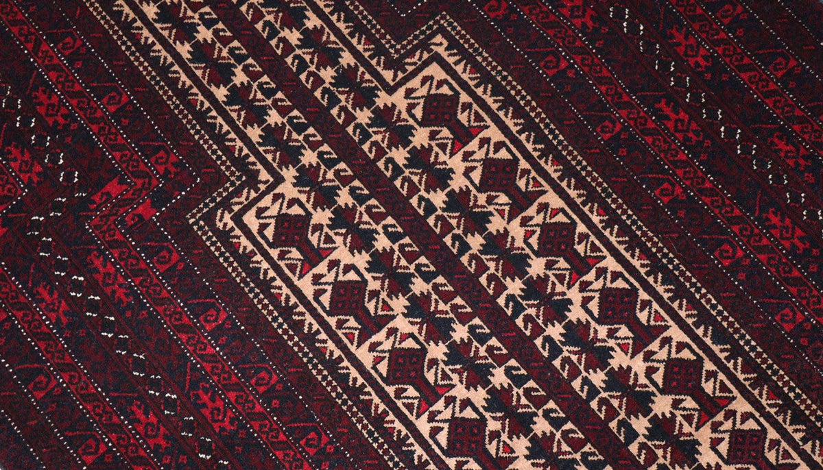 Alfombra afgana - 150 x 95 cm - rojo oscuro