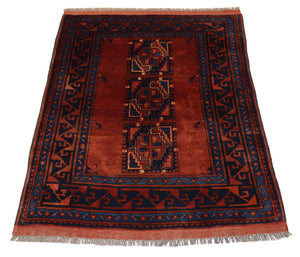 Alfombra afgana - 115 x 94 cm - óxido