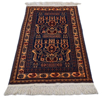 Alfombra afgana - 144 x 95 cm - azul oscuro