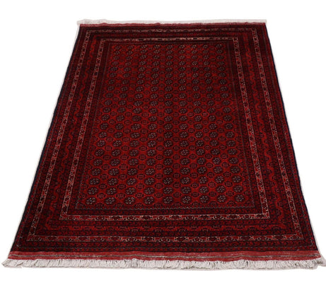 Alfombra afgana - 193 x 144 cm - rojo oscuro