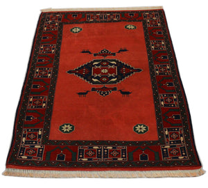 Alfombra afgana cuadrado  - 202 x 197 cm - rojo