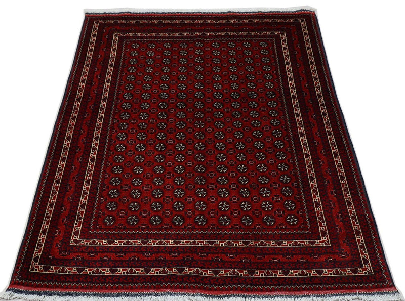 Alfombra afgana - 196 x 147 cm - rojo oscuro
