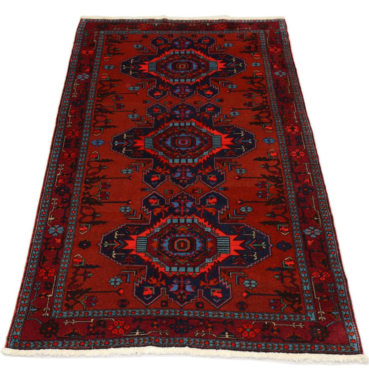 Alfombra oriental - 207 x 121 cm - rojo oscuro