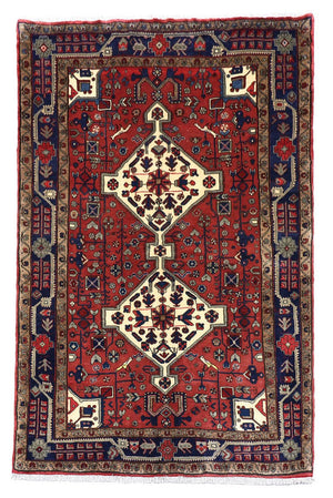 Alfombra persa - Nómada - 212 x 151 cm - rojo oscuro