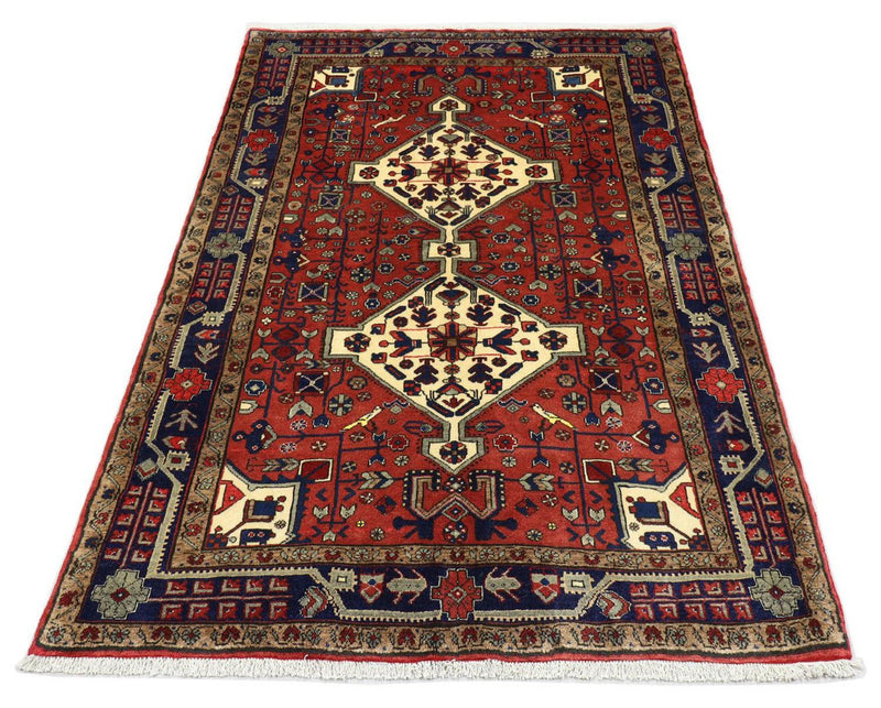 Alfombra persa - Nómada - 212 x 151 cm - rojo oscuro